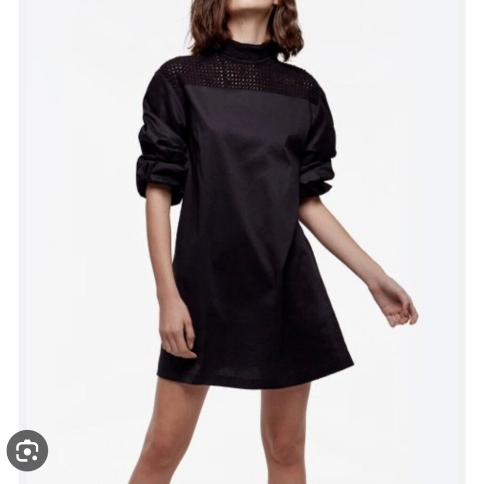 Daya By Zendaya Black Mock Crochet Neck Dress